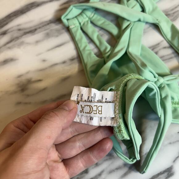 Becca Mint Green Bikini Top Size S Strappy Tie Back Bathing Suit - Picture 5 of 5